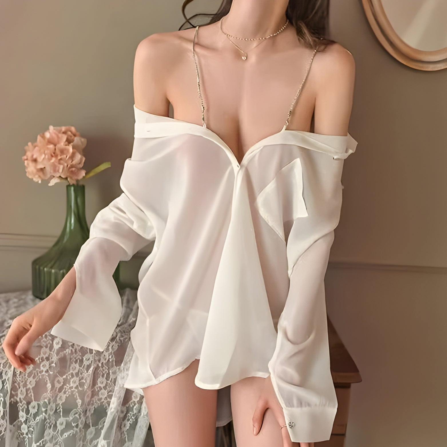 Off-Shoulder T-Shirt Chain Strap Top