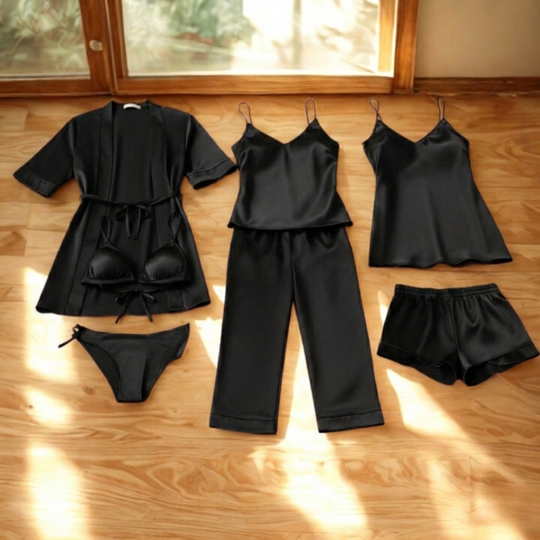 7 Piece Luxury Silk Nightwear Set
