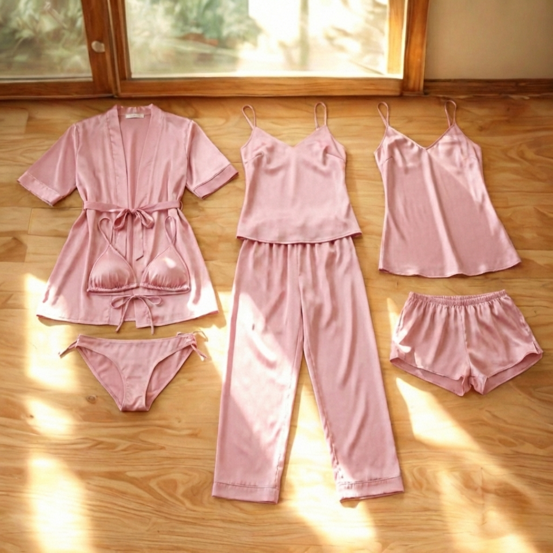 7 Piece Luxury Silk Nightwear Set