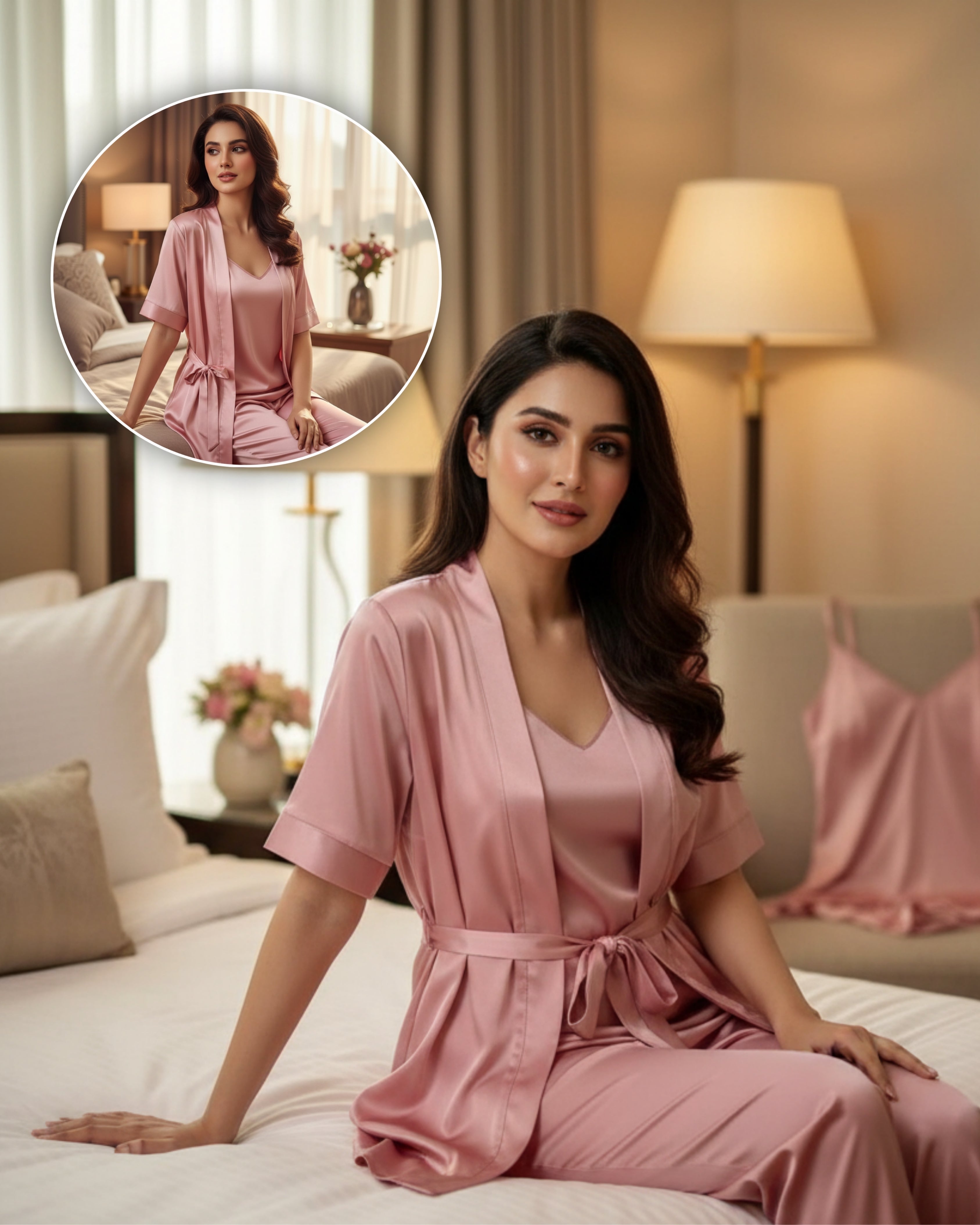 7 Piece Luxury Silk Nightwear Set