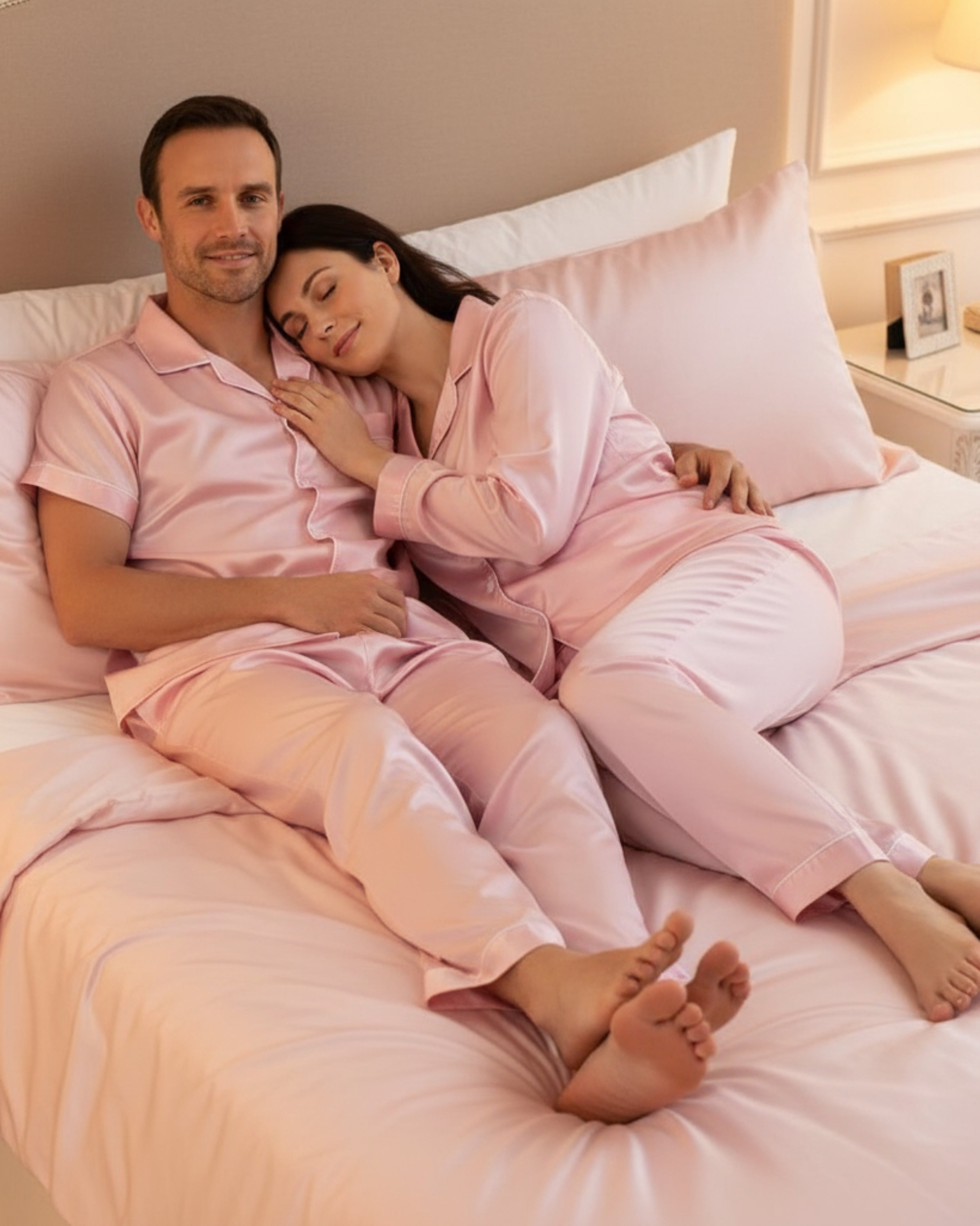Midnight Silk Couple’s Nightwear Set