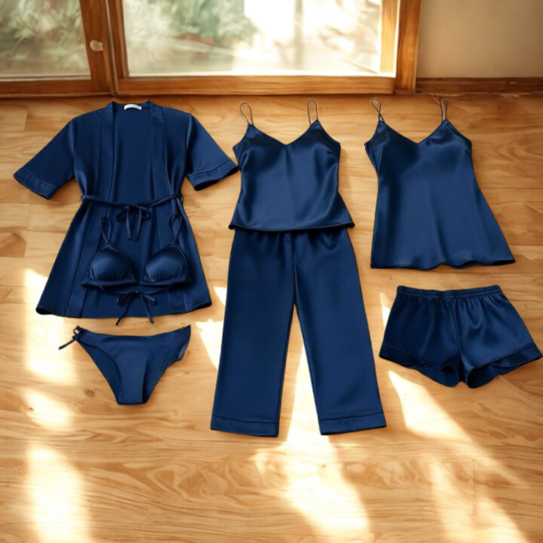 7 Piece Luxury Silk Nightwear Set